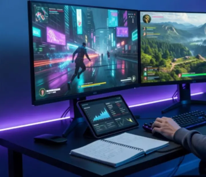 Giocatore che confronta diverse soluzioni gaming