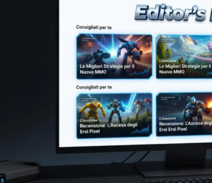Selezione di articoli editoriali su schermi e dispositivi gaming